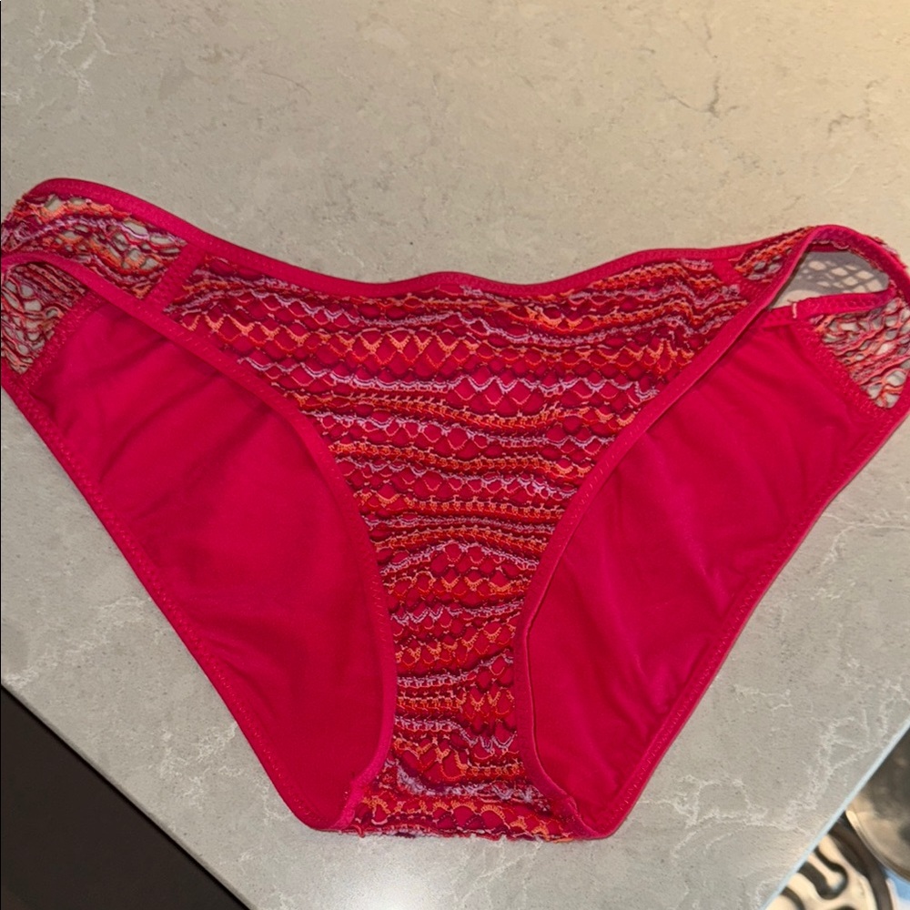 Women's Becca Pink Crochet Adela Swim Bottom